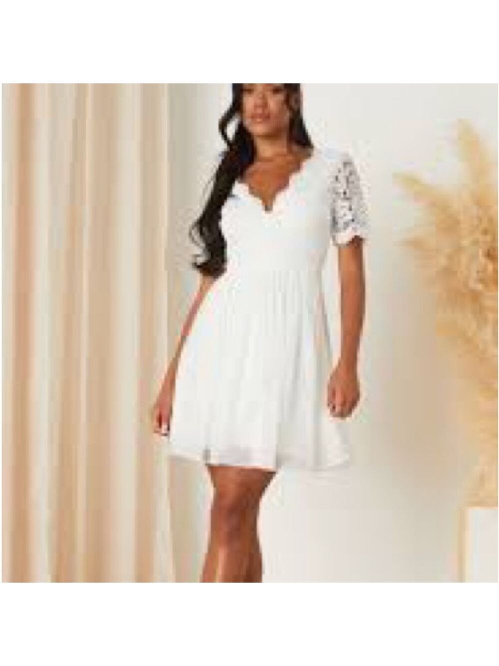 Lulus Angel in Disguise White Lace Skater Dress NWT Size Small Mini